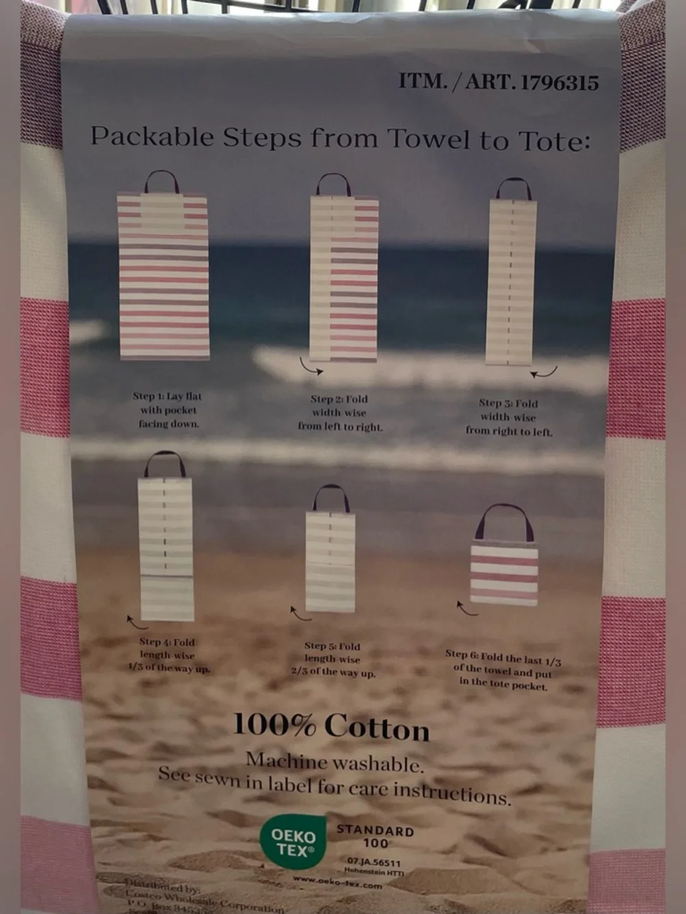 2-in-1 Beach Towel & Tote Bag - Striped Green and Pink Options